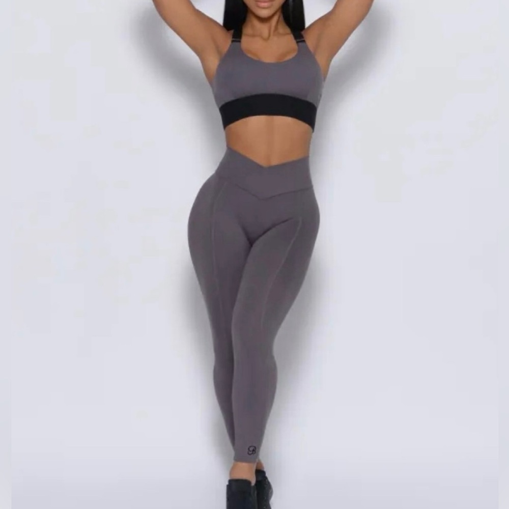 Gray Bombshell Sportswear 7/8 Brazilian leggings and bra workout set size small
